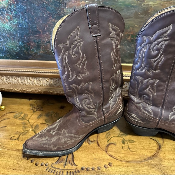 Laredo Women's Western Leather Cowboy Boots Brown Size 10 M Beautiful Pattern - Picture 16 of 16